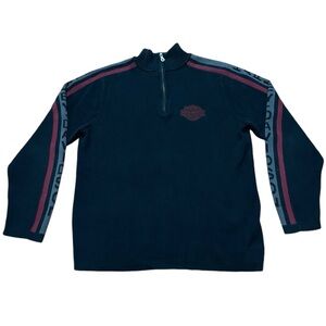 Black Harley-Davidson Knitted Quarter Zip Up Sweater (M)